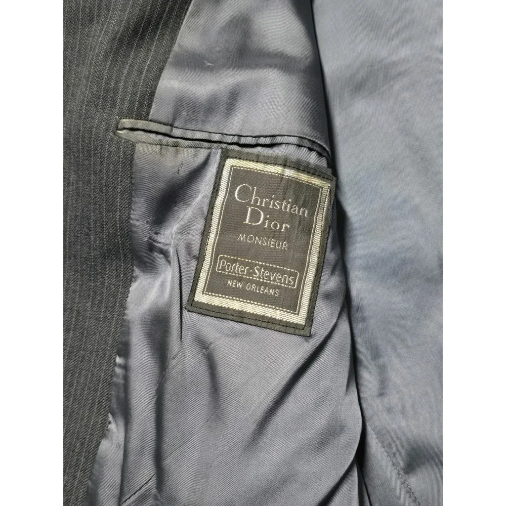 VTG Christian‎ Dior Monsieur Blazer Sport Coat Jacket Mens M 42R Gray Pinstripe